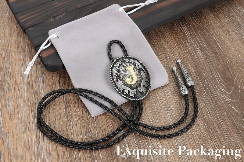 Wentur Bolo Tie for Men - Western Bolo Ties Alphabet Initial Letter ABCDJMR to Z - Western Cowboy Bolo Tie for Women Cowgirl - Image 5
